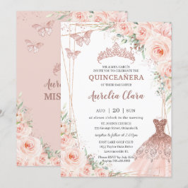 シックな赤面フローラバラ金ゴールドドレスガウンキンセアニラ 招待状