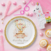 シックな赤面フローラホットエアバルーンベビーアニマル ペーパープレート (パーティー)