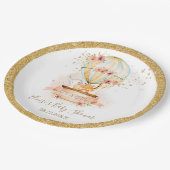 シックな赤面フローラホットエアバルーンベビーアニマル ペーパープレート (アングル)