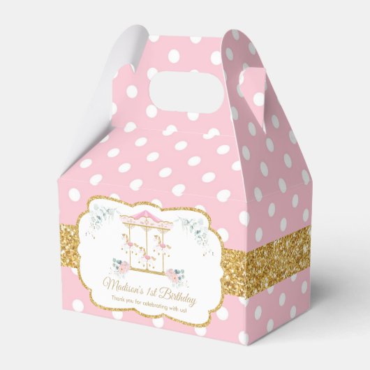 シックな赤面フローラルカルーセル1st誕生日ありがとう フェイバーボックス (裏面サイド)