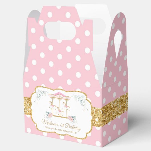 シックな赤面フローラルカルーセル1st誕生日ありがとう フェイバーボックス (オープン)