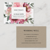 シックな赤面ブルゴーニュ結婚フローラの願い井戸 エンクロージャーカード (正面/裏面)