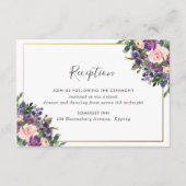 シックな赤面プラムパープルフローラウェディングレセプション エンクロージャーカード (正面)