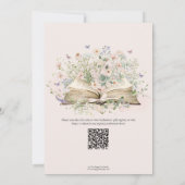 シックな赤面ワイルドフラワーブックニューチャプターベイビーシャワー 招待状 (裏面)