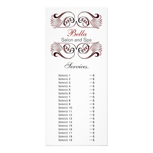 シックな赤、白黒のサービスラックカード ラックカード (正面)