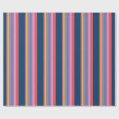 シックな赤、黄、ピンク、青のラッピングストライプ紙 ラッピングペーパー (フラット)
