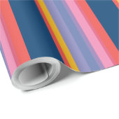 シックな赤、黄、ピンク、青のラッピングストライプ紙 ラッピングペーパー (ロールコーナー)