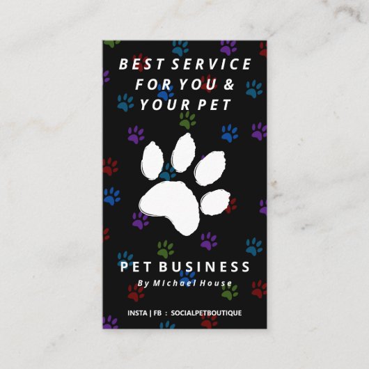 シックな足の犬のペット座って 名刺 (正面)