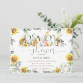 シックな農業動物ひまわり緑の赤ちゃんシャワー 招待状 (スタンド正面)