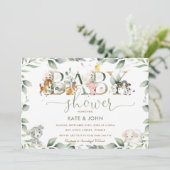 シックな農業動物緑の赤ちゃんシャワーニュートラル 招待状 (スタンド正面)