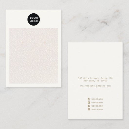 シックな追加ロゴ赤面ピンクレザーイヤリングディスプレイ 名刺 (正面/裏面)