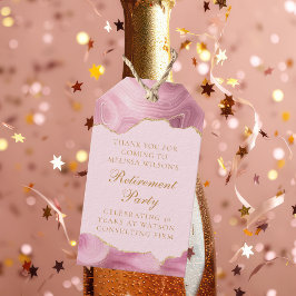 シックな退職パーティーピンク金ゴールドアゲートカスタムト ギフトタグ