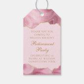 シックな退職パーティーピンク金ゴールドアゲートカスタムト ギフトタグ (正面)