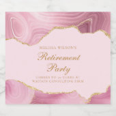 シックな退職パーティーピンク金ゴールドアゲートカスタムト スパークリングワインラベル (シングルラベル)