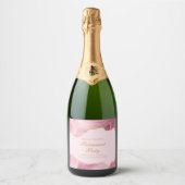シックな退職パーティーピンク金ゴールドアゲートカスタムト スパークリングワインラベル (正面)