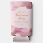 シックな退職パーティーピンク金ゴールドアゲートカスタムト スリム缶クーラー (裏面)