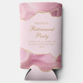 シックな退職パーティーピンク金ゴールドアゲートカスタムト スリム缶クーラー (正面)