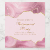 シックな退職パーティーピンク金ゴールドアゲートカスタムト ワインラベル (シングルラベル)