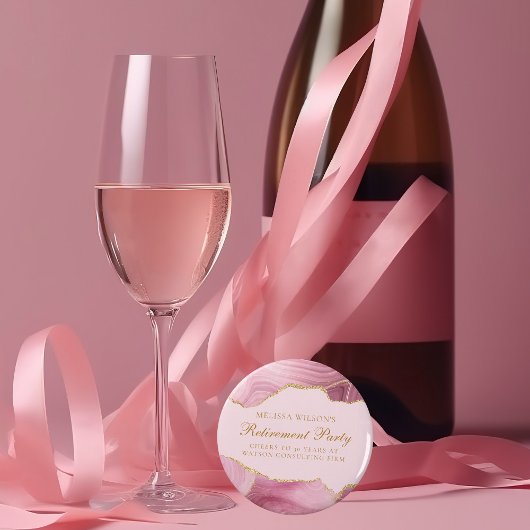 シックな退職パーティーピンク金ゴールドアゲートカスタムト 栓抜き