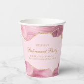 シックな退職パーティーピンク金ゴールドアゲートカスタムト 紙コップ (裏面)