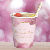 シックな退職パーティーピンク金ゴールドアゲートカスタムト 紙コップ