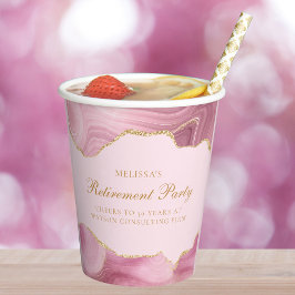 シックな退職パーティーピンク金ゴールドアゲートカスタムト 紙コップ