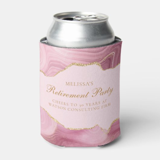 シックな退職パーティーピンク金ゴールドアゲートカスタムト 缶クーラー (缶正面)