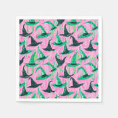 シックな邪悪な魔女帽子の緑と黒 スタンダードカクテルナプキン (正面)