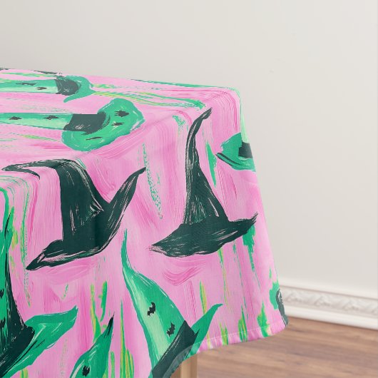 シックな邪悪な魔女帽子の緑と黒 テーブルクロス (インサイチュ)