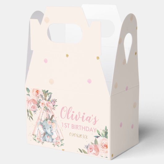 シックな部族かわいい象赤面フローラワイルドワン フェイバーボックス (オープン)