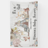 シックな部族の森林の動物の赤ちゃんシャワー背景 横断幕 (縦)