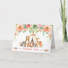 シックな部族の森林の動物ベビーシャワー誕生日 サンキューカード