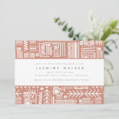 シックな部族プリントアフリカパターン赤ちゃんシャワー 招待状 (スタンド正面)