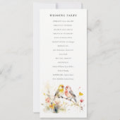 シックな野性の植物性の愛の鳥の結婚プログロム 招待状 (裏面)