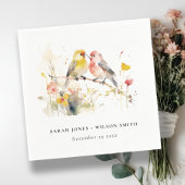 シックな野生の植物水の色ラブバード結婚ズ スタンダードカクテルナプキン