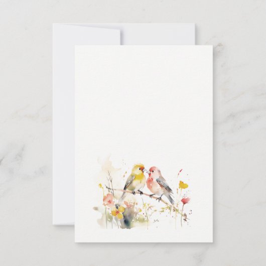シックな野生の植物水の色ラブバード結婚ズ 出欠カード (裏面)