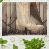 シックな野生の花のテキサス州星の西欧諸国の女性のカーボーイ キッチンタオル (折り畳み)