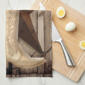 シックな野生の花のテキサス州星の西欧諸国の女性のカーボーイ キッチンタオル (四つ折り)