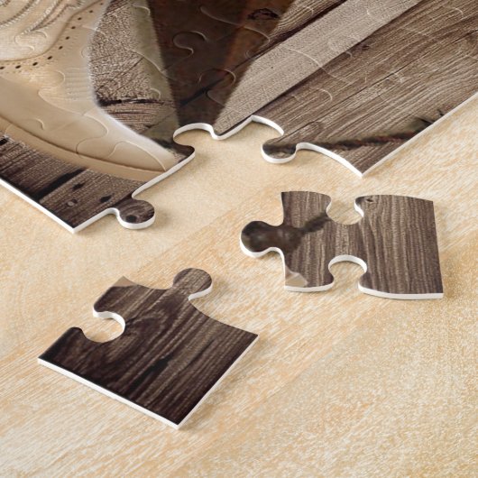 シックな野生の花のテキサス州星の西欧諸国の女性のカーボーイ ジグソーパズル (側面)