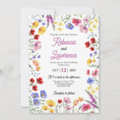 シックな野生の花は植物性結婚の 招待状 (正面)