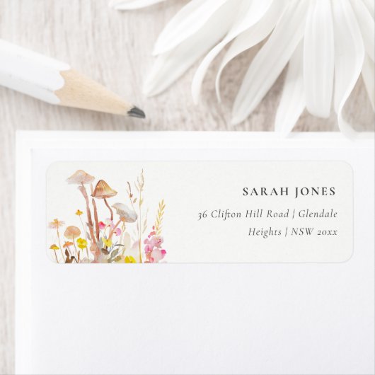 シックな野生の花キノコ秋の植物住所 ラベル (インサイチュ)