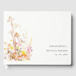 シックな野生の花キノコ秋の植物結婚式 ゲストブック