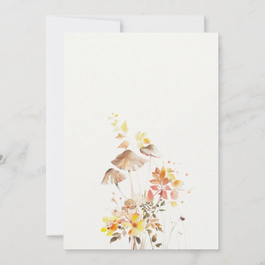 シックな野生の花キノコ秋の植物結婚式 サンキューカード (裏面)