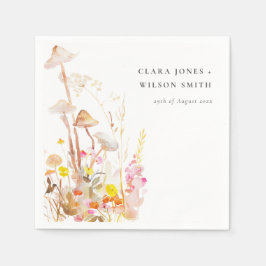 シックな野生の花キノコ秋の植物結婚式 スタンダードカクテルナプキン