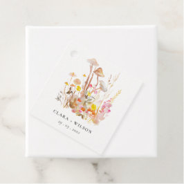 シックな野生の花キノコ秋の植物結婚式 フェイバータグ