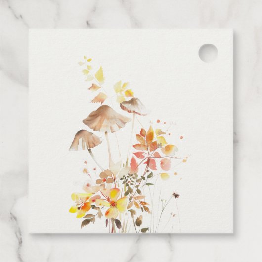 シックな野生の花キノコ秋の植物結婚式 フェイバータグ (裏面)