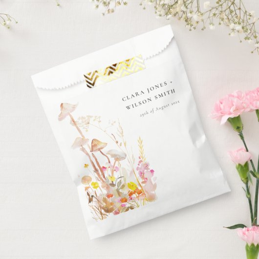 シックな野生の花キノコ秋の植物結婚式 フェイバーバッグ (封をした状態)