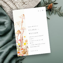 シックな野生の花キノコ秋の植物結婚式 招待状