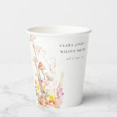 シックな野生の花キノコ秋の植物結婚式 紙コップ (裏面)