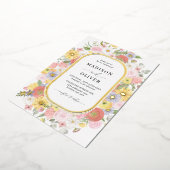 シックな野生の花フローラ水彩金ゴールド 箔招待状 (回転した状態)